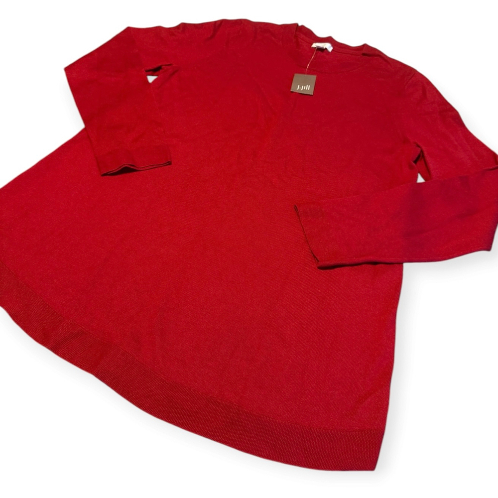 J.Jill True Red Long Sleeve Knit Tunic Sweater Size Small NWT
